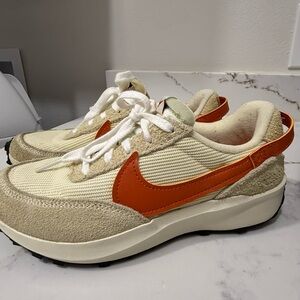 Nike Cream suede & Orange Leather Runner Womens 6.5